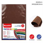 FOGLIO FELTRO 40X60CM 2MM MARRONE