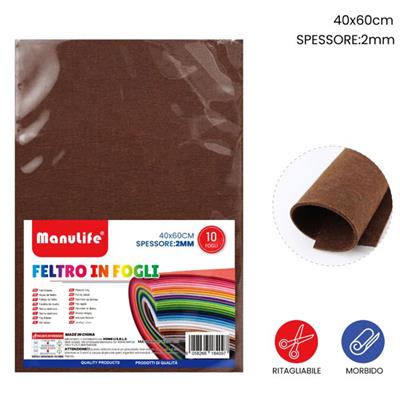 FOGLIO FELTRO 40X60CM 2MM MARRONE