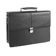 BORSA 1 SCOMPARTO PELLE SOFFIANO E TELA NERO