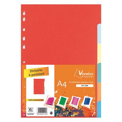 DIVISORIO 6 TACCHE FORMATO A4 IN CARTONCINO VERNICE FRES