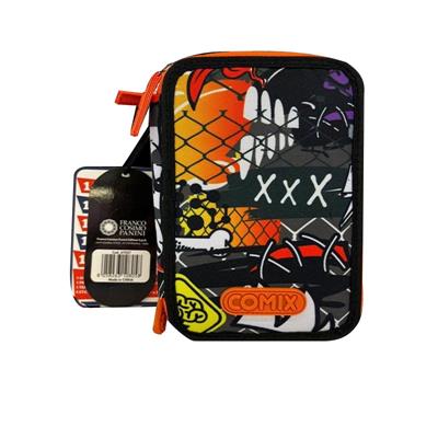 ASTUCCIO CORREDO 3 ZIP COMIX BRIGHT  NERO E ARANCIONE