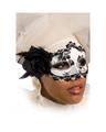 MASCHERA BIANCA E NERA IN PLASTICA C/ROSA E PIUME 813