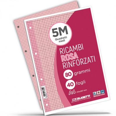 RICAMBI RINFORZATI A4 FF.40 GR.80 5M ROSA