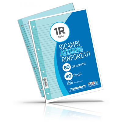 RICAMBI RINFORZATI A4 FF.40 GR.80 1R AZZURRO