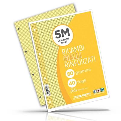 RICAMBI RINFORZATI A4 FF.40 GR.80 5M GIALLO