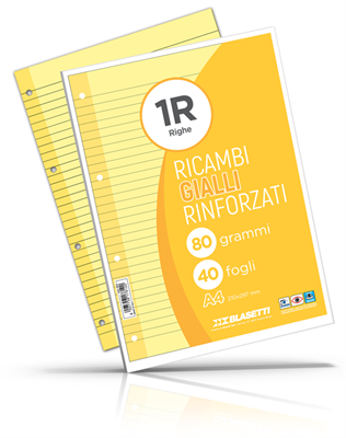 RICAMBI RINFORZATI A4 FF.40 GR.80 1R GIALLO