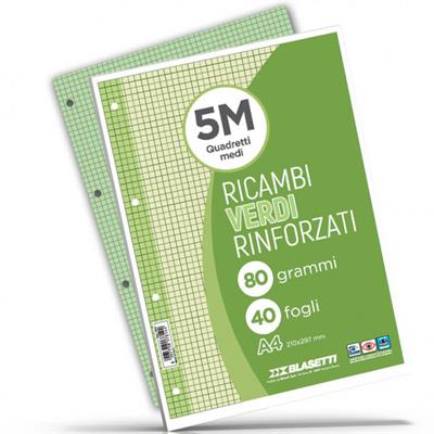 RICAMBI RINFORZATI A4 FF.40 GR.80 5M VERDE