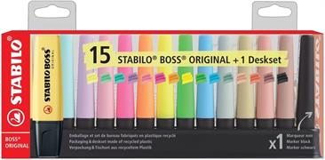 STABILO BOSS DESKSET DA 15 COLORI FLUO+PASTEL+ NATURECOL