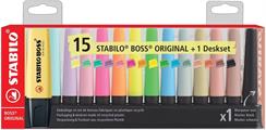 STABILO BOSS DESKSET DA 15 COLORI FLUO+PASTEL+ NATURECOL