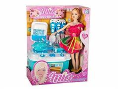 BAMBOLA MIA IN CUCINA, H. CM 31, CON VARI ACCESSORI,B445