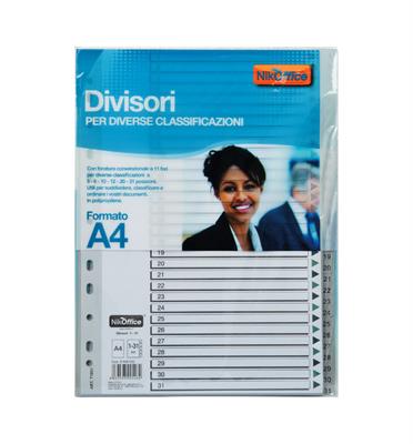 DIVISORI PLASTIFIC. 1-31 F.TO A4 CF.5 01NIK128