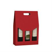 SCATOLA VINO CARTONE GOFFRATO 3 BOTTIGLIE ROSSO 27X9X38
