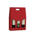 SCATOLA VINO CARTONE GOFFRATO 3 BOTTIGLIE ROSSO 27X9X38