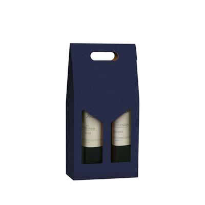 SCATOLA VINO CARTONE GOFFRATO 2 BOTTIGLIA BLU 18X9X38