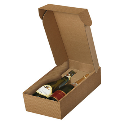 COFANETTO VINO KRAFT ONDULATO 2 BOTTIGLIE AVANA 20X33