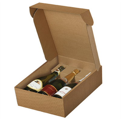 COFANETTO VINO KRAFT ONDULATO 3 BOTTIGLIE AVANA 29X33