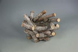 PORTACANDELA LEGNO/VETRO CM.13 DM.20