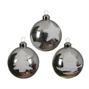 SFERE NATALE SPECCHIO CON DECOR. 80-85MM 3PZ. 60291