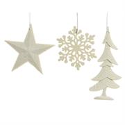DECOR. NATALE PLASTICA BIANCO GLITTER APPEND. ASS.