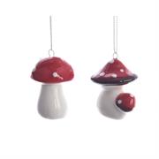 FUNGO ROSSO DECOR. NATALE CON GANCIO 4X4X4,5CM ASS.