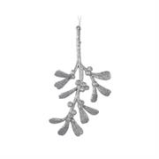 FOGLIA CON GLITTER NATALIZIO APPENDIBILE ARGENTO 027709