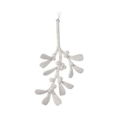 FOGLIA CON GLITTER NATALIZIO APPENDIBILE BIANCO 027710