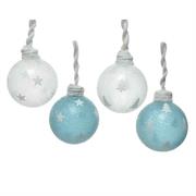 SFERA NATALE 8CM BIANCO / AZZURRO DECORATO 060633
