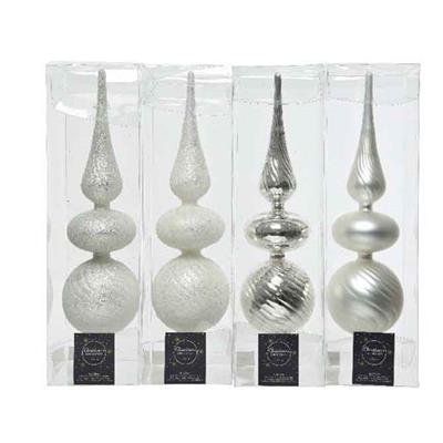 PUNTALE NATALE ARGENTO/BIANCO 8X32CM 173291