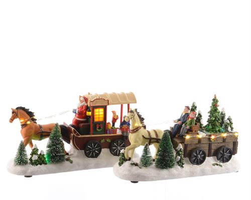 CARROZZA CON CAVALLO IN NEVE LED E MOVIMENTO 481312