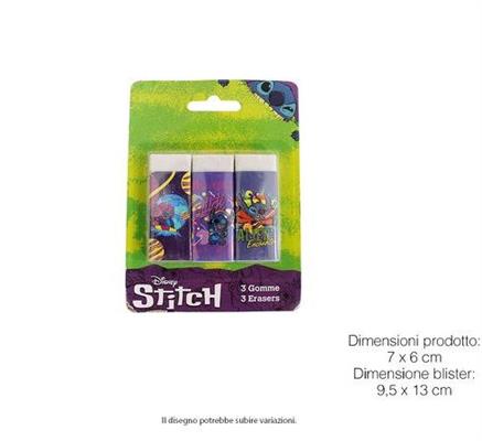 GOMME PER CANCELLARE 3 PZ. STITCH