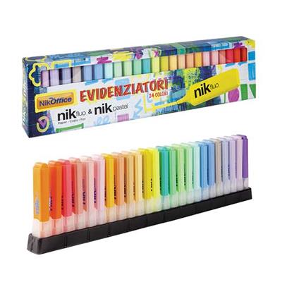 EVIDENZIATORE 24 COLORI 8FLUO 16PASTEL 36NIK036/24