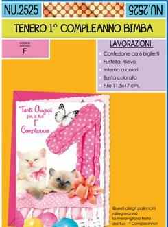 BIGLIETTI I  COMPLEANNO ROSA NU.2525