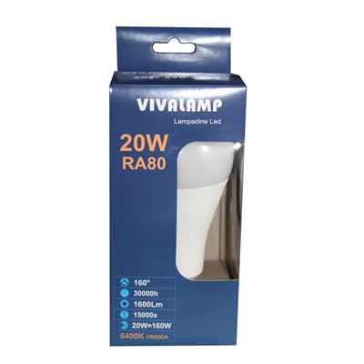 LAMPADINA LED 20W  6400K E27 A80 LUCE FREDDA