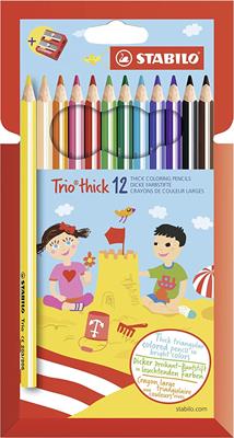 STABILO TRIO MAXI 12 PASTELLI JUMBO TRIANGOLARI + TEMPER