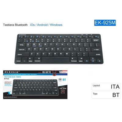 Tastiera Bluetooth NERO Per Pc Tablet Android Windows Layout Ita Ek-925M -  MULTIMEDIA ED INFORMATICA - Mazzarella