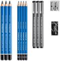 Set disegno 4 matite,3 matite,3 matite nere,1 gomma,1 temperamatite doppio 61100