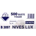 BUSTE 11X22 PZ.500 GR.90 NIVES LUX CON FINESTRA BIANCHE